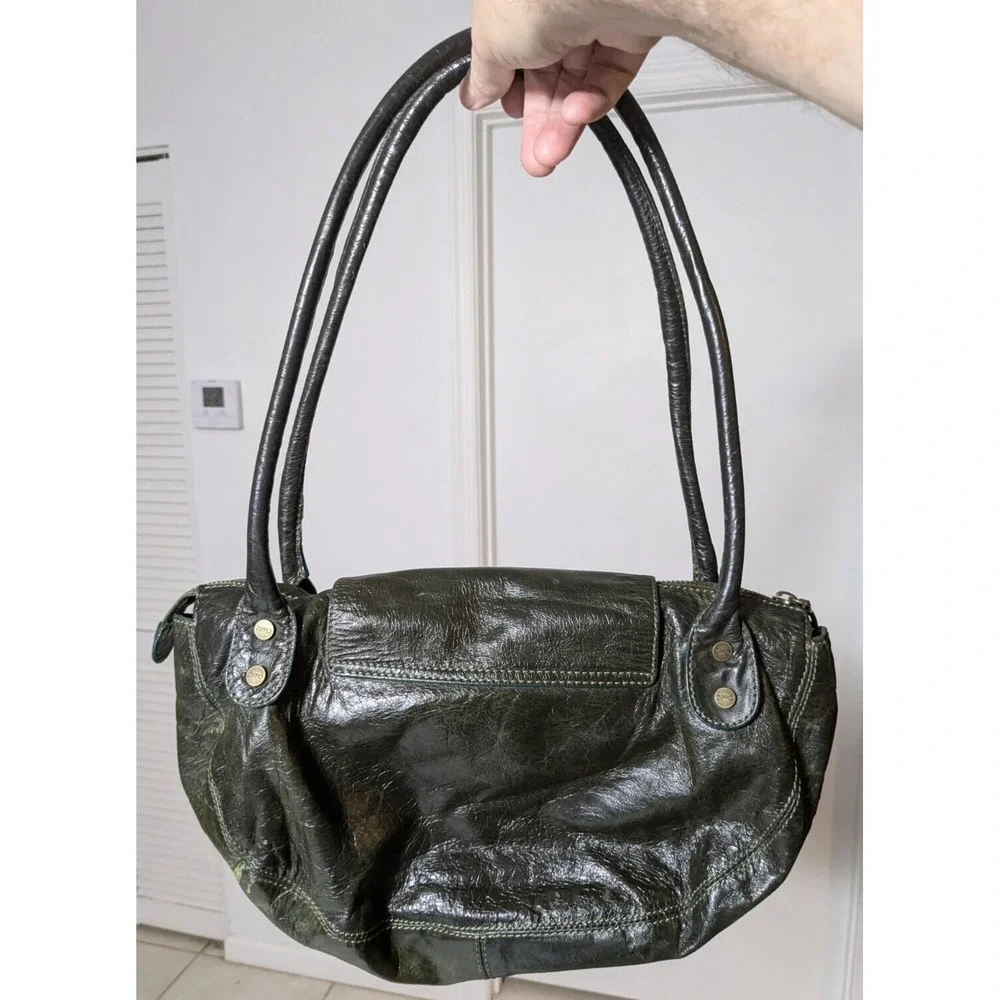 VTG ZIPPO Women Green Leather Shoulder‎ Bag